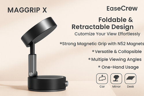 EaseCrew MagGrip – Magnetic Vacuum Suction Mobile Holder (Black)